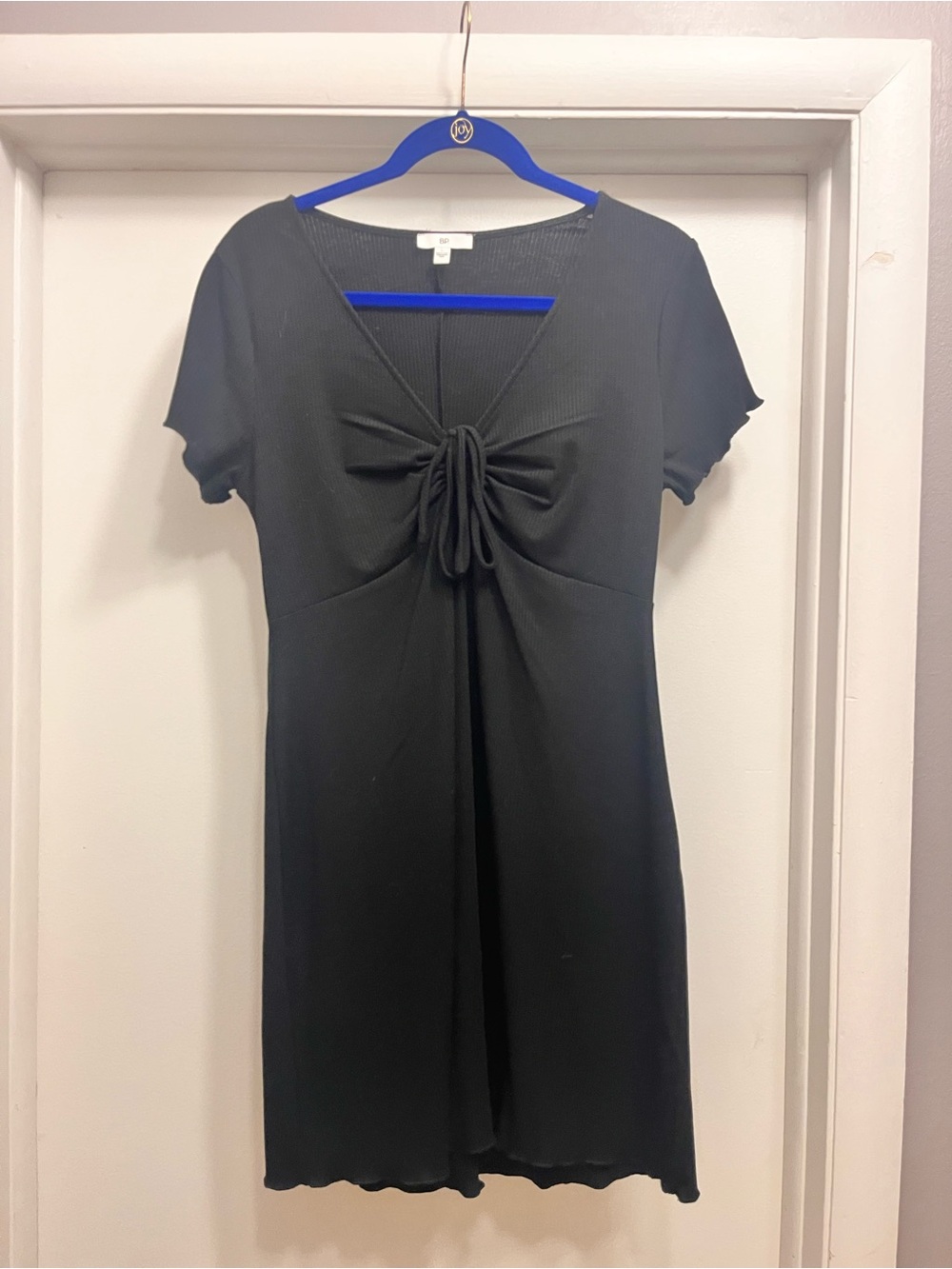 BP Black Knot Front Short Sleeve Knit Mini Dress